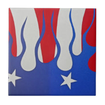 Patriotic Flames Ceramic Tile