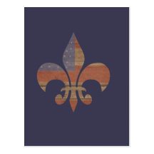 Patriotic Fleur De Lis Post Card