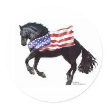 Patriotic Friesian Horse Flag