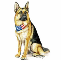 Patriotic German Shepherd Dog Art Key Chain