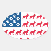 Patriotic German Shepherds Oval Sticker
