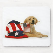 Patriotic Golden Puppy Mouse Mat