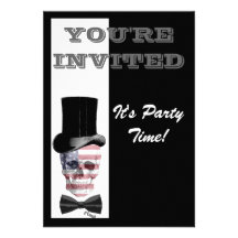 Patriotic Gothic Steampunk skull Custom Invite