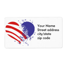 Patriotic Heart tars and Stripes Custom Shipping Label