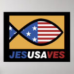 Patriotic Jesus Saves poster
