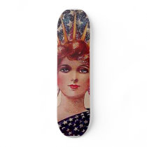 Patriotic Lady Liberty Flag Vintage 4th of July Custom Skate Board