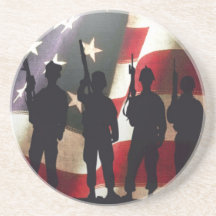 Patriotic Military Soldier Silhouettes Coasters