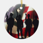 Patriotic Military Soldier Silhouettes Christmas Tree Ornament