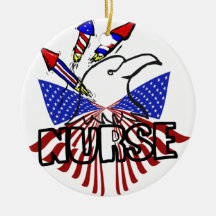 PATRIOTIC NURSE   CHRISTMAS ORNAMENT FIREWORKS