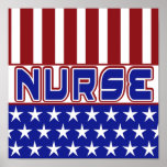 PATRIOTIC NURSE USA FLAG STARS STRIPES POSTERS