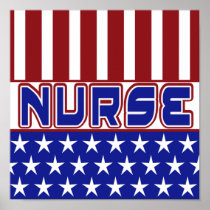 PATRIOTIC NURSE USA FLAG STARS STRIPES POSTERS