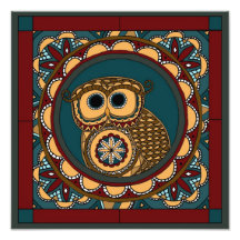Patriotic Owl Mandala Photo Print