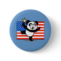 Patriotic Panda With American Flag Pinback Buttons