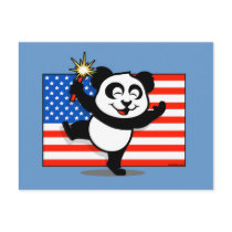 Patriotic Panda With American Flag Postcards