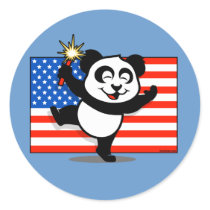 Patriotic Panda With American Flag Sticker