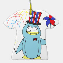 Patriotic Penguin - Red White Blue Ornaments