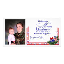 Patriotic Photo Christmas Card Personalized Photo Card