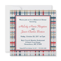 Patriotic Plaid Stripes Square Invitations