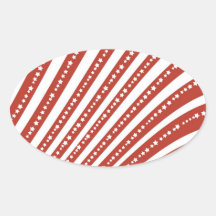 Patriotic Red and White Stars and Stripes Pattern Oval Stickers