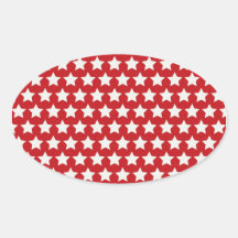 Patriotic Red and White Stars Pattern 4th of July Oval Stickers