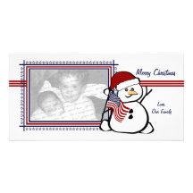 Patriotic Snowman Custom Photo Card
