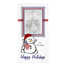 Patriotic Snowman Photo Card
