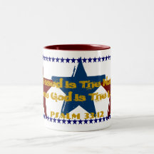 Patriotic star mug verse blessed is the nation!