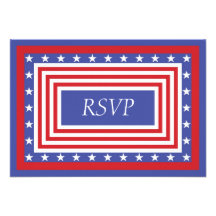 Patriotic Stars and Stripes RSVP Invitations