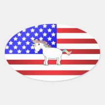 Patriotic unicorn oval sticker