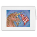 Patriotic Unicorn Waving American Flag cards