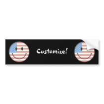 Patriotic USA Flag Smiley Face Bumper Sticker