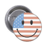 Patriotic USA Flag Smiley Face Buttons