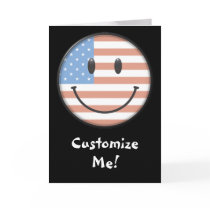 Patriotic USA Flag Smiley Face Greeting Cards