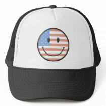 Patriotic USA Flag Smiley Face Mesh Hat