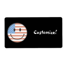 Patriotic USA Flag Smiley Face Labels