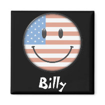 Patriotic USA Flag Smiley Face Fridge Magnets
