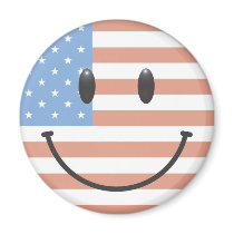 Patriotic USA Flag Smiley Face Fridge Magnet