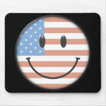 Patriotic USA Flag Smiley Face Mouse Pad