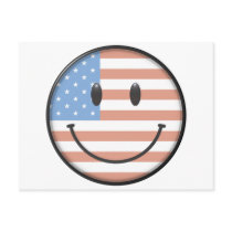Patriotic USA Flag Smiley Face Postcard