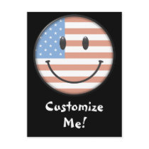Patriotic USA Flag Smiley Face Post Card