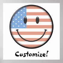 Patriotic USA Flag Smiley Face Print