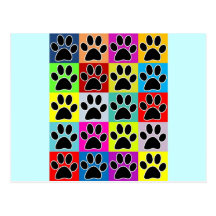 patte de chien colorée cartes postales