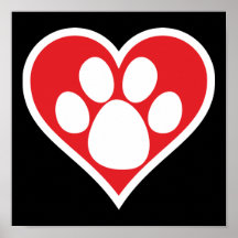 Patte de chien de coeur (foncée) posters