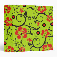 Pattern ARTs - hibiscus decor | lightgreen 3 Ring Binders