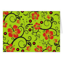 Pattern ARTs - hibiscus decor | lightgreen Greeting Cards