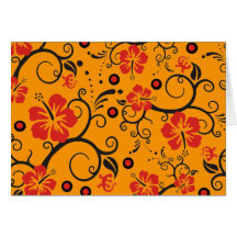 Pattern ARTs - hibiscus decor | orange Greeting Card