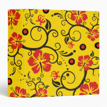 Pattern ARTs - hibiscus decor | yellow 3 Ring Binders