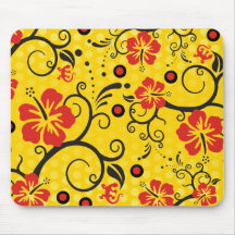 Pattern ARTs - hibiscus decor | yellow dots Mouse Pads