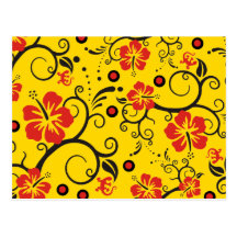 Pattern ARTs - hibiscus decor | yellow Post Card