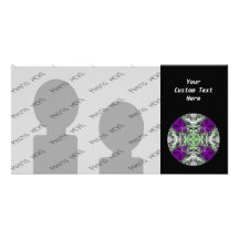 Pattern in Purple, Lime Green, Black and White. Photo Cards